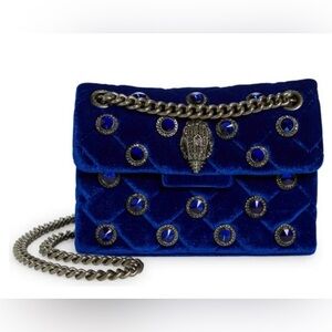 London Mini Kensington Blue Velvet Gem Convertible Crossbody Bag